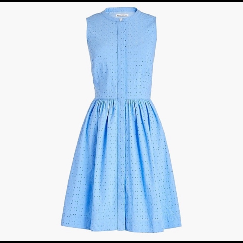 J. CREW FACTORY Light Blue Eyelet Shirt Dress NWT